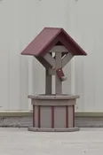 2 ft. Poly Wishing Well Flower Planter, (Weathered Wood/Cherry)