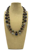 Dalmatian print jasper necklace with large labradorite rondels and Turkish silver