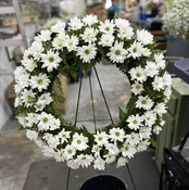 All White Daisy Funeral Wreath