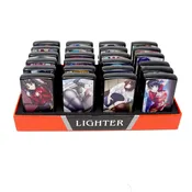 LOT of 24 Japanice Anime Girl Mix Design Oil Lighter Flip Top Refillable Set