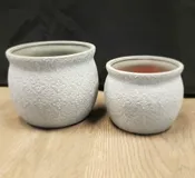 Floral Stamped Ceramic Planters