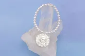 Mother Mary - Sterling Silver Charm with Sterling Silver Medium Ball Bracelet