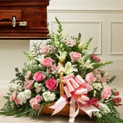 Sincerest Sympathies Fireside Basket-Pink & White   91215