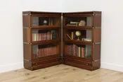 Arts & Crafts Antique Oak Lawyer Corner Pair Bookcases #60356