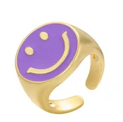 Cute Smiling Face Ring - Purple