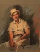 Man relaxing with a yellow hat on