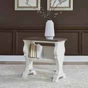 Abbey Road - Library Chair Side Table - Porcelain White / Churchill Brown