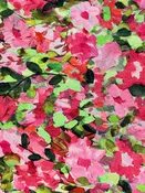 Charm Pink/Olivine/Multi 100% Polyester Painterly Floral Print On Dot Jacquard Charmeuse 58W