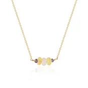 Opal Bead Trio with Accent Stones Necklace in 18K Yellow Gold