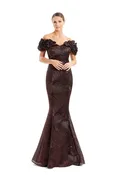№ 1650 Ruched Off Shoulder Collar Gown