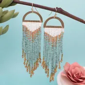 Beaded Fringe Half Circle Earrings
