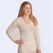 HOCOSA Organic Wool/Silk Women's Long-Sleeve V-Neck Undershirt