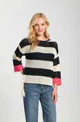 APNY Stripe Modern Crochet Tape Yarn Sweater