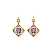1860 Antique Gold Micromosaic Pharaoh Drops Earrings