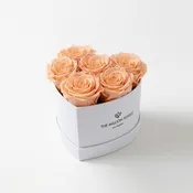 Baby Heart White Box | Peach Roses