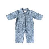 Organic Flow Artwork Print Denim Boilersuit