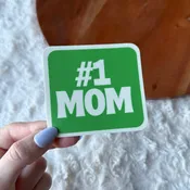 #1 Mom Green Text Sticker