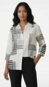 3/4 Sleeve Button Front Print Shirt