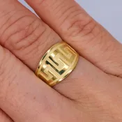 14k Yellow Gold Concave Wide F Band Ring