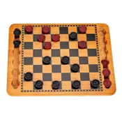 14.5 in. Red and Black Solid Wood Checkers Set