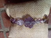 Artist-Made Bracelet With Faceted and Flower Fluorite Beads Shades of Purple