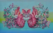 Blooming heart colored pencil drawing
