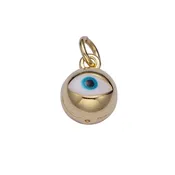 14K Gold Filled Jingle Bell White Evil Eye Charm