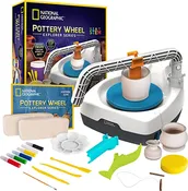 Blue Marble National Geographic Kid’s Pottery Wheel – Complete Pottery Kit for Kids, Plug-in Motor, 2lbs Air Dry Clay, Sculpting Clay Tools, Apron & More, Patent Pending (Multilingual Version)