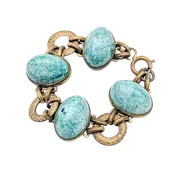 Antique Art Deco Peking Glass Link Bracelet