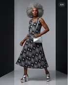 ABSTRACT BLACK COTTON SLIP DRESS