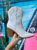 Cassidy White Bootie With Rhinestones
