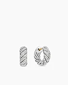 Sculpted Cable Hoop Earrings in 18K Yellow Gold with Diamonds, 14.4mm
