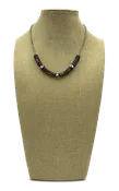 Sterling silver chain necklace with African wood beads