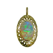 18K Yellow Gold Crownwork® Cushion Pendant with Ethiopian Opal