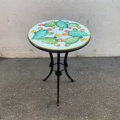 20” Italian Volcanic Table – Full Cactus on White