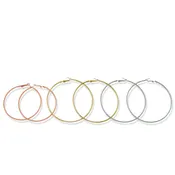 3-Piece Tri-Color Hoop Earring Set – Gold, Silver & Rose Tones (Available in 2.7" and 3.25" Diameters)#GFE6448(SG3)