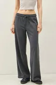 ACID WASH WIDE LEG COTTON FLEECE PANTS