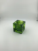 Viking Green Glass Bullseye Votive Candle Holder 2.5 Mid-Century Modern