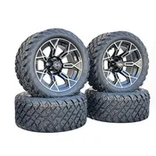 14 Inch Machined Panther Golf Cart Wheels With 23x10-14 Street Tires, Set of 4