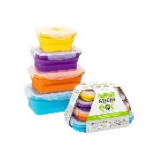 Flat Stacks Food Storage Container Set (4 Rectangle)