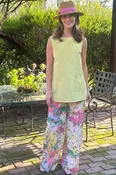 Brush Strokes Print Pants  - Green