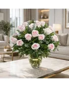 24 Light Pink Premium Long Stem Roses (Round)