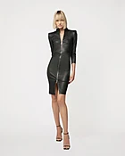Chiara Black Stretch Lambskin Leather Dress