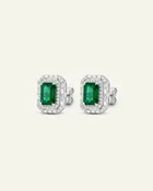 Aanika V. Emerald & Diamond Double Halo Studs