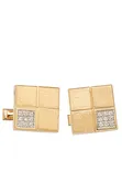 14K Gold Cufflinks -Square Cuff Links with .18 ct. Diamonds