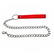 Chain Leash with Wrist Strap by Fetish Pleasure Play in Red - 31"