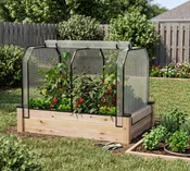 Cedar Raised Garden Bed (33 x 49 x 11"H) + Greenhouse & Bug Cover
