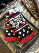 Black + Red Newari (Icelandic Design) Fingerless Gloves — Aspen Traders