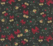 Christmas Deck The Halls Jingle Bells on Green Forest 100% Cotton Price per yard