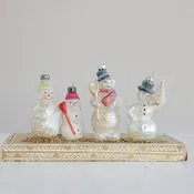 Hand-Painted Mercury Glass Vintage Reproduction Snowman Ornament